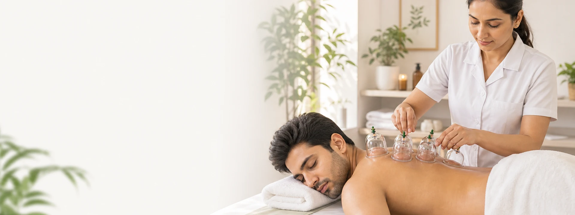 Cupping therapy for muscle tension and relaxation support in a wellness clinic