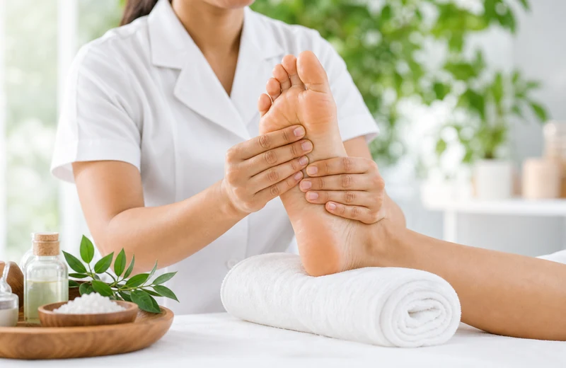Foot reflexology pressure points and relaxation article cover
