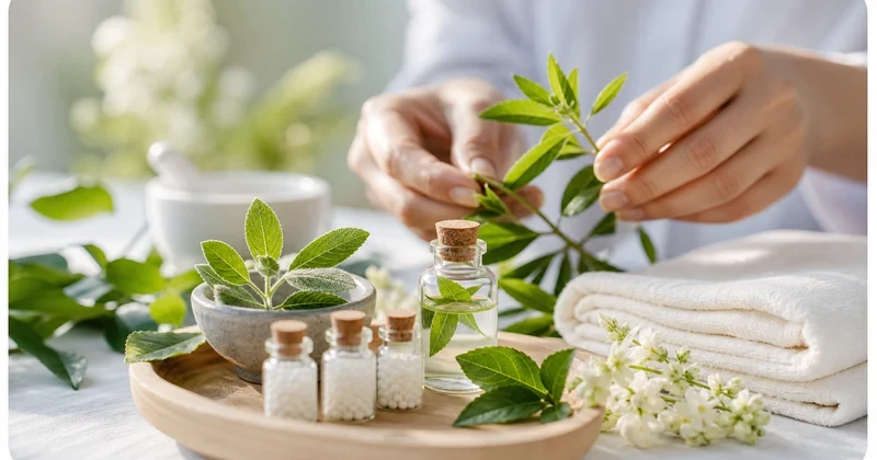 Skin wellness consultation scene focused on psoriasis flare pattern review