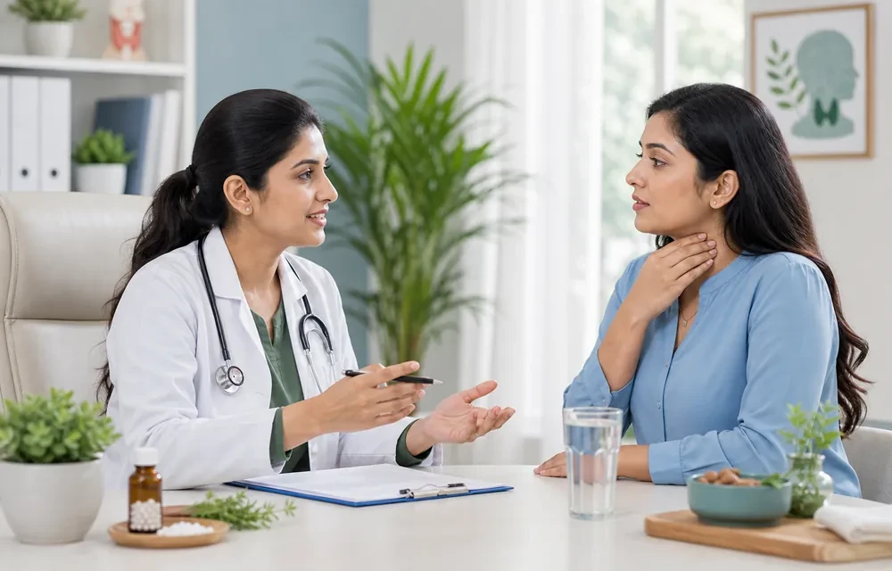 Doctor consultation focused on thyroid, fatigue, and hormonal balance